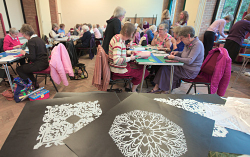 Folderd Paper Applique workshop at Thornton Hough by Dorothy Russell