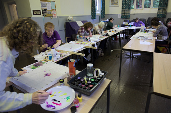 Silk painting workshop at Llandygai by Dorothy Russell