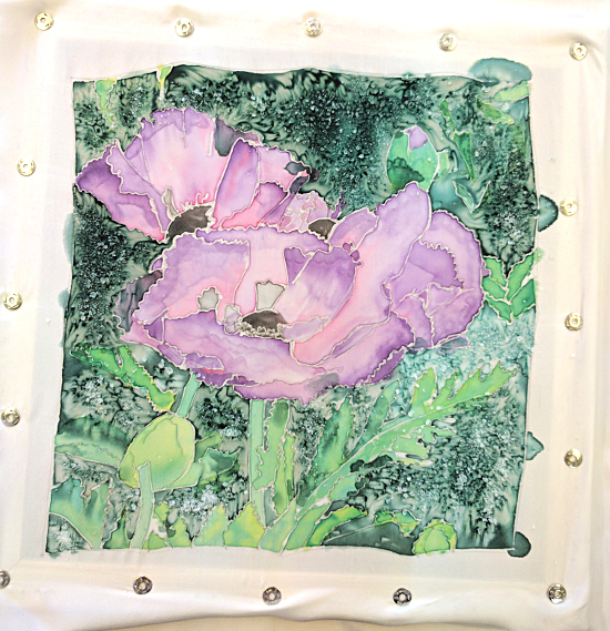 A student's piece of silk painting from my Silk Painting workshop